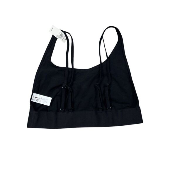 Aerie Cotton High Neck Longline Bralette Real Good Black Unlined Size Small - Picture 2 of 4